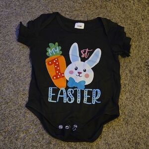 Black 'My 1st Easter' Bunny Graphic One-Piece Bodysuit 0-3months